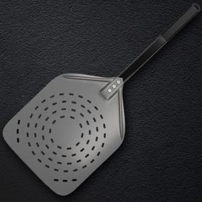 img 4 attached to Premium Metal Perforated Pizza Peel - 100% Food Grade Stainless Steel 12 x 14 Inch Pizza Paddle - 29 inch Overall with Hard Anodizing Aluminum Surface