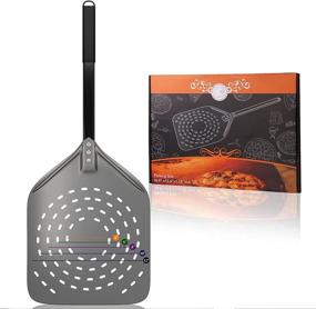 img 2 attached to Premium Metal Perforated Pizza Peel - 100% Food Grade Stainless Steel 12 x 14 Inch Pizza Paddle - 29 inch Overall with Hard Anodizing Aluminum Surface