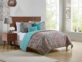 img 1 attached to VCNY Home Yara Collection Quilt Set - Ultra-Soft Reversible Coverlet Bedding: Lightweight, Cool Aqua Bedspread, Full/Queen Size - Machine Washable & Breathable