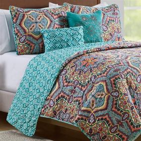 img 4 attached to VCNY Home Yara Collection Quilt Set - Ultra-Soft Reversible Coverlet Bedding: Lightweight, Cool Aqua Bedspread, Full/Queen Size - Machine Washable & Breathable