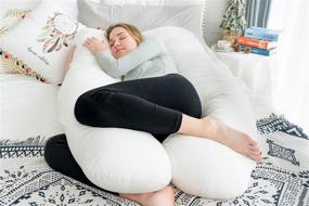 img 1 attached to 🤰 NiDream Bedding Premium U Shaped Pregnancy Pillow for Side Sleeping with Removable Zipper Cover - White Maternity Body Pillow