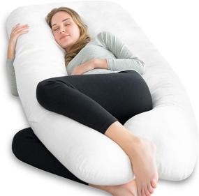 img 4 attached to 🤰 NiDream Bedding Premium U Shaped Pregnancy Pillow for Side Sleeping with Removable Zipper Cover - White Maternity Body Pillow