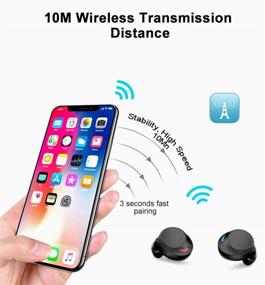 img 1 attached to 🎧 Premium IPX8 Waterproof Bluetooth TWS Earphones for Android - Easy Pairing, 3000 mAH Charging Case, Black