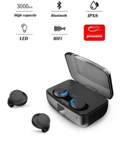 img 2 attached to 🎧 Premium IPX8 Waterproof Bluetooth TWS Earphones for Android - Easy Pairing, 3000 mAH Charging Case, Black