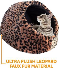 img 3 attached to Cozy Beige Cat Cave House and Warm Kitty Bed Mat - Ultimate Comfort for Cats