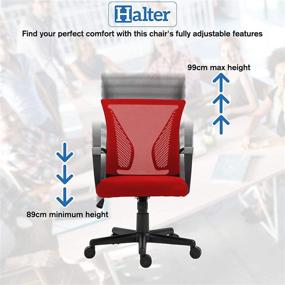 img 2 attached to 💺 Red HALTER Gaming Mesh Desk Chair with Adjustable Ergonomics, Armrests, and Wing Lumbar Support - Ideal for Home Office or Gaming