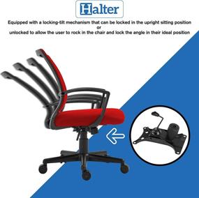 img 1 attached to 💺 Red HALTER Gaming Mesh Desk Chair with Adjustable Ergonomics, Armrests, and Wing Lumbar Support - Ideal for Home Office or Gaming