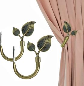 img 4 attached to Крючки для штор из бронзы и золота в виде листьев - декоративные настенные крючки для завес - изящные металлические драпировки