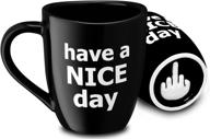 🖕 decodyne middle finger funny coffee mug - have a nice day!, 14 oz. (black) logo