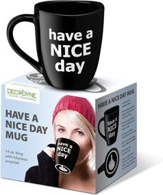 img 1 attached to 🖕 Decodyne Middle Finger Funny Coffee Mug - Have a Nice Day!, 14 oz. (Black)