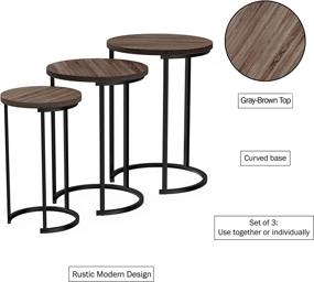 img 2 attached to 🪑 Modern Woodgrain Round Nesting Set of 3 with Black Base - Luxurious Home Furniture for Living Room Coffee Tables or Nightstands - Accent Décor for Enhanced SEO