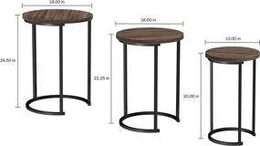 img 3 attached to 🪑 Modern Woodgrain Round Nesting Set of 3 with Black Base - Luxurious Home Furniture for Living Room Coffee Tables or Nightstands - Accent Décor for Enhanced SEO