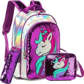 img 4 attached to 🦄 Sparkling Unicorn Reversible Backpack: Vibrant Lightweight Kids' Furniture, Decor & Storage Solution