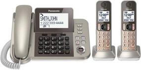 img 2 attached to 📞 PANASONIC KX-TGF352N Corded/Cordless Phone System with Answering Machine, One Touch Call Blocking - Champagne Gold (2 Handsets)
