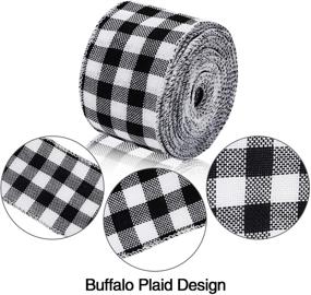 img 3 attached to 🎀 Black and White Plaid Wired Ribbon - 2 Rolls of Buffalo Check Burlap Ribbon with Wired Edge for Christmas Crafts, Floral Bows, and Craft Decorations - 2.4 Inches Width by 315 Inches Length