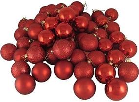 img 2 attached to 🎄 Shatterproof Christmas Ball Ornaments - Set of 21 Mini Red Satin Shiny and Glitter Finish Bulbs (Red, 4cm)