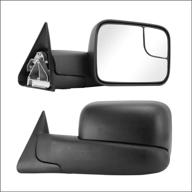 🪞 perfit zone manual towing mirror replacement - fits 1994-2002 ram pair, without heated, without signal, manual adjustment, black logo