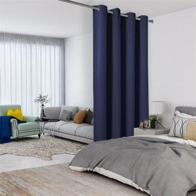 img 4 attached to 🔒 LORDTEX Navy Room Divider Curtains: Ultimate Privacy & Soundproofing Solution for Living Room, Bedroom, or Sliding Patio Door - 1 Panel, 4.3ft x 7ft