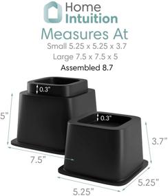 img 1 attached to Home Intuition Heavy Duty Adjustable Furniture Bed Risers - 3, 5 or 8.7-Inch, 4 Pack, 8-Piece Set (Black)