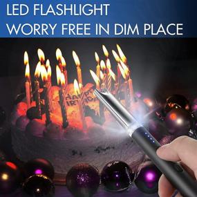 img 2 attached to USB Rechargeable Candle Lighter with LED Flashlight & Safe Lock - Upgraded Electric Lighter for Candle, Grill, Camping & Home Use. Windproof, Flameless Long Arc Lighter in Black
