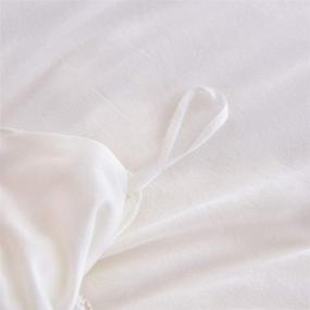 img 2 attached to 🛏️ Brandream White Pom Pom Velvet Flannel Duvet Cover Twin - Girls Bedding for Baby, Teen - Vintage Farmhouse Boho Quilt Cover with Zipper Ties for Winter - 3 Pcs - Bohemian Style