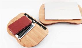 img 1 attached to 🎋 Bamboo Lap Desk for Laptops - Portable Laptop Stand for Sofa &amp; Bed with Tablet Pen &amp; Phone Slot (Bamboo, 15&#39;&#39; x 11&#39;&#39;)