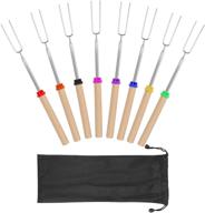 🔥 coindivi marshmallow roasting sticks set of 8 - smores skewers telescoping rotating forks for fire pit, campfire & outdoor fireplace - hot dog, multicolored extendable steel forks - 32 inch - camping accessories logo