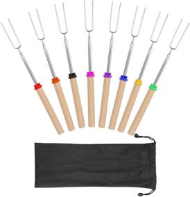 img 4 attached to 🔥 Coindivi Marshmallow Roasting Sticks Set of 8 - Smores Skewers Telescoping Rotating Forks for Fire Pit, Campfire & Outdoor Fireplace - Hot Dog, Multicolored Extendable Steel Forks - 32 Inch - Camping Accessories