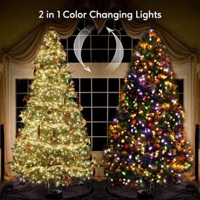 img 1 attached to 🎄 300 LED 108FT Color Changing Outdoor Christmas Lights - Warm White & Multi Color, 11 Modes Connectable Plug-In String Lights with Remote Control for Christmas Decorations, Christmas Tree Lights