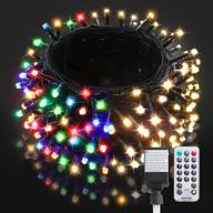 🎄 300 led 108ft color changing outdoor christmas lights - warm white & multi color, 11 modes connectable plug-in string lights with remote control for christmas decorations, christmas tree lights logo
