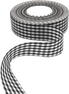 1 roll of 100 yards 1.5 inches black and white gingham plaid burlap ribbon for diy crafts, christmas wrapping decoration, floral bows logo