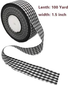 img 3 attached to 1 Roll of 100 Yards 1.5 Inches Black and White Gingham Plaid Burlap Ribbon for DIY Crafts, Christmas Wrapping Decoration, Floral Bows