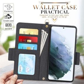 img 2 attached to 📱 Skycase Galaxy S21 Wallet Case 6.2", Samsung Galaxy S21 RFID Blocking Cover: Handmade Flip Folio Wallet Case with Card Slots & Detachable Hand Strap for Samsung Galaxy S21 6.2" 2021, Black