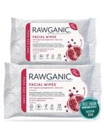 🌿 rawganic fragrance-free anti-aging hydrating facial wipes with pomegranate and aloe vera - biodegradable organic cotton wipes, 2 packs (50 wipes) logo