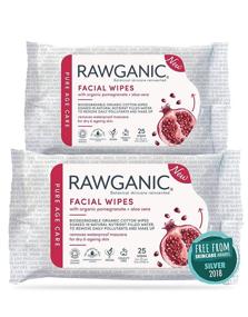 img 4 attached to 🌿 Rawganic Fragrance-Free Anti-Aging Hydrating Facial Wipes with Pomegranate and Aloe Vera - Biodegradable Organic Cotton Wipes, 2 Packs (50 Wipes)