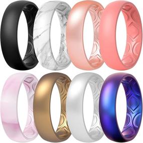 img 4 attached to 💍 ThunderFit Women's Breathable Air Grooves Silicone Wedding Rings - Ideal Wedding Bands and Promise Rings, 5.5mm