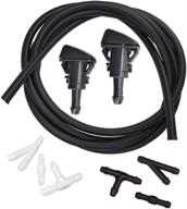 🚘 dodge/jeep/ram front windshield washer nozzles kit - oem replacement # 4805742ab, 5116079aa: wiper spray washer jet with 118 inch long hose and 6 connectors logo