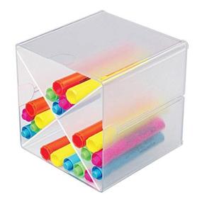 img 1 attached to 📦 Clear Deflect-O® Stackable Cube with X Divider - 6"H x 6"W x 6"D: Organize and Customize Your Space!