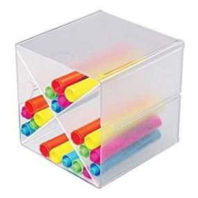 img 4 attached to 📦 Clear Deflect-O® Stackable Cube with X Divider - 6"H x 6"W x 6"D: Organize and Customize Your Space!