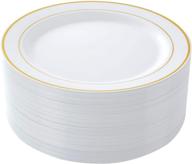 🍽️ settings 50-pack (10.25 inch) gold trim disposable plastic dinner plates - optimal for seo logo