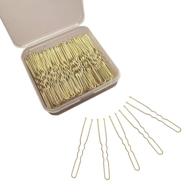 📌 scivokaval u shaped hair pins: 120 pcs professional u pins for women girls hairdressing salon with clear storage box | golden champagne blonde gold | 6 cm (2.36 inches) logo