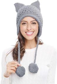 img 2 attached to 🐱 Warmth and Style Combined: Bellady Winter Cute Cat Ears Knit Hat with Ear Flap Crochet Beanie Hat