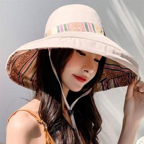 img 1 attached to 👒 Wide Brim UV Protection Sun Hats for Women: Stylish, Packable, and Reversible Bucket Hat for Summer Beach Use with Chin Strap