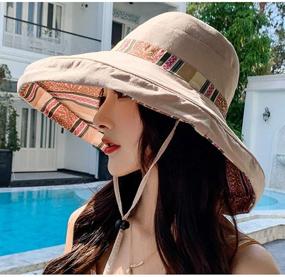 img 2 attached to 👒 Wide Brim UV Protection Sun Hats for Women: Stylish, Packable, and Reversible Bucket Hat for Summer Beach Use with Chin Strap