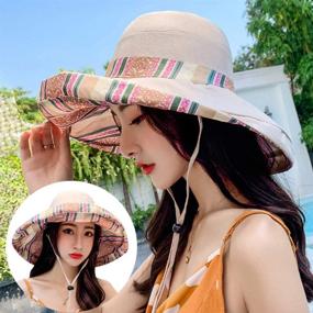 img 3 attached to 👒 Wide Brim UV Protection Sun Hats for Women: Stylish, Packable, and Reversible Bucket Hat for Summer Beach Use with Chin Strap