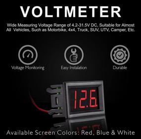 img 1 attached to 🚗 Digital Automotive Voltmeter Gauge - 31V Digital Volt Meter for Cars, Motorcycles, ATV, Quad Bike, RV, Motorhomes, SUV, CUV, Boats, Trucks, Vans, Golf Carts, Marine, Off-Road & More (Red)