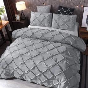 img 3 attached to 🛏️ Lekesky 200g Queen Comforter Set: Pinch Pleat Comforter for Queen Bed (90x90 Inches), Grey - 3-Piece Down Alternative Bedding Comforter Set with 1 Pintuck Comforter and 2 Pillow Shams