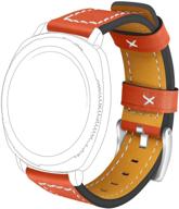ecsem band compatible with garmin vivomove hr bands replacement sewn leather watch straps accessories wristband colorful sports bracelet for garmin vivoactive 3/forerunner 645/vivomove 3/venu (orange) logo