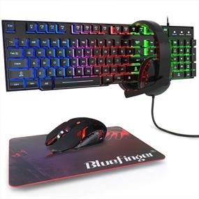 img 4 attached to 💻 RGB Gaming Keyboard, Backlit Mouse, and Headset Combo - USB Wired Backlit Keyboard with LED, Gaming Keyboard Mouse Set, Headset with Microphone for Laptop PC Computer Game and Work - BlueFinger