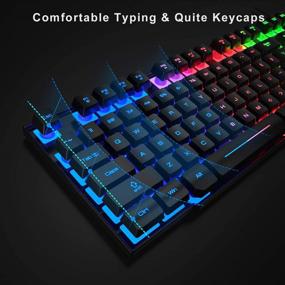 img 2 attached to 💻 RGB Gaming Keyboard, Backlit Mouse, and Headset Combo - USB Wired Backlit Keyboard with LED, Gaming Keyboard Mouse Set, Headset with Microphone for Laptop PC Computer Game and Work - BlueFinger
